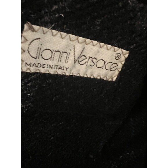 Gianni Versace Blazer Sz 44 Made In Italy Plaid Leather Trim Wool Vtg - Picture 3 of 9